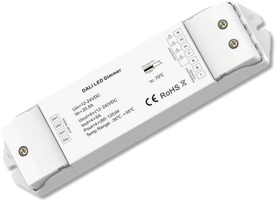 ISOLED DALI DT6 PWM-Controller, 4 Kanal, 12-24V DC 4x5A