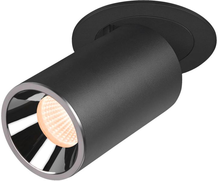 SLV NUMINOS® PROJECTOR M, Deckeneinbauleuchte, 2700 K, 55°, zylindrisch, schwarz / chrom