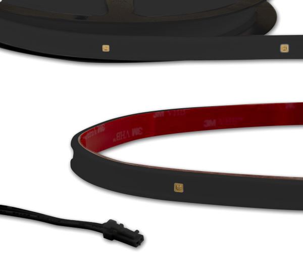ISOLED LED UV-C MiniAMP Flexband 270nm, 12V DC, 3W, IP54, 58cm, schwarz, einseitig Kabel mit