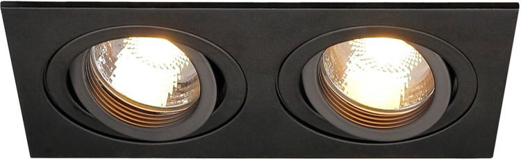 SLV NEW TRIA II GU10 Downlight, rechteckig, mattschwarz, max. 2x50W,