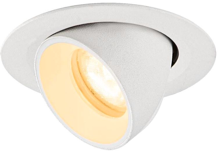 SLV NUMINOS® GIMBLE XS, Deckeneinbauleuchte, 3000 K, 55°, IP20, rund, weiß
