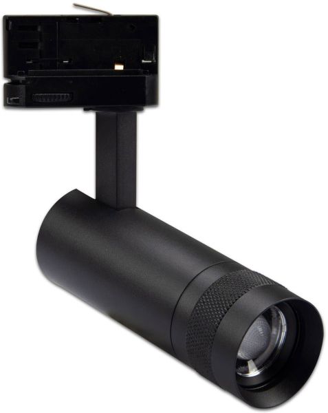 ISOLED 3-Phasen Schienen-Strahler fokussierbar, 8W, 20°-55°, schwarz matt, 2700K, dimmbar