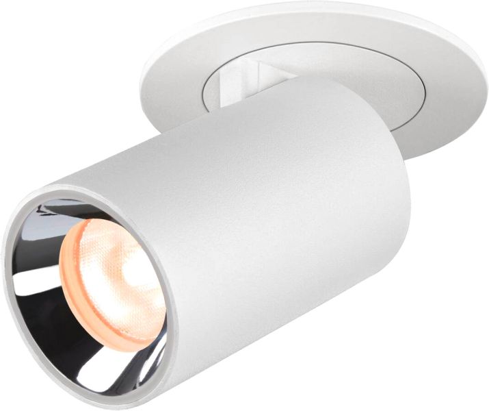SLV NUMINOS® PROJECTOR XS, Deckeneinbauleuchte, 2700 K, 55°, zylindrisch, weiß / chrom