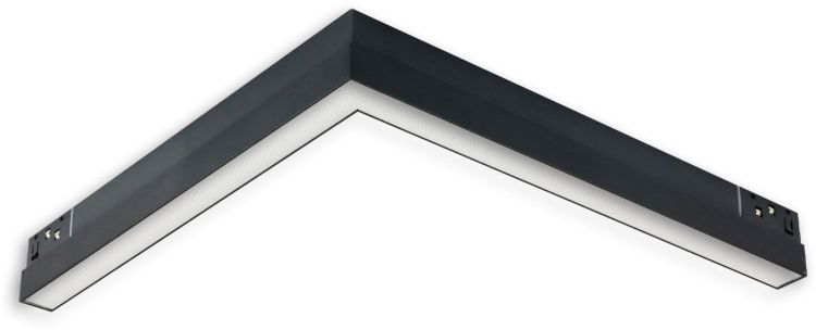 ISOLED Track48 Eckleuchte horizontal schwarz, 20W, 120°, 48V, 3000K, CRI90, prismatisch, Line