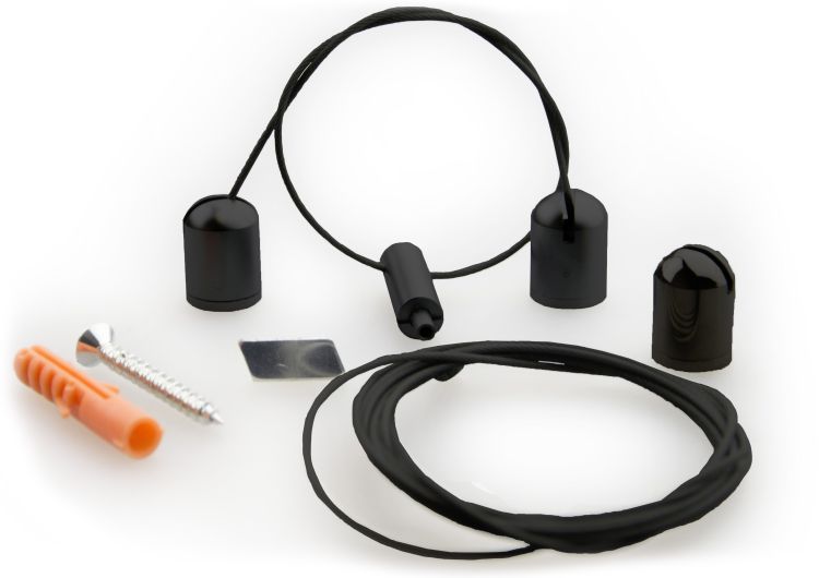 ISOLED Seilabhängung Z04 für LAMP30 V2, schwarz, Länge bis 3m, 2 Stk, inkl. Befestigungsmaterial