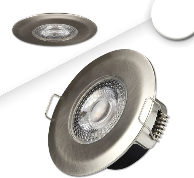 ISOLED LED Einbaustrahler PC68 IP44, brushed, 5W, 38°, neutralweiß, 3 Stufen dimmbar