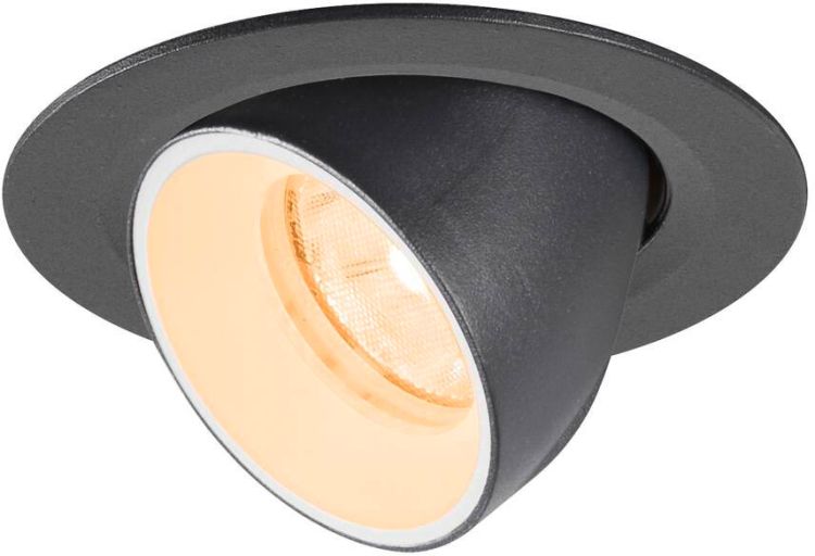 SLV NUMINOS® GIMBLE XS, Deckeneinbauleuchte, 2700 K, 20°, IP20, rund, schwarz / weiß