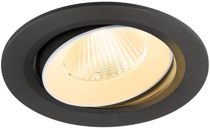 SLV NUMINOS® MOVE L, Deckeneinbauleuchte, 3000 K, 40°, IP20, rund, schwarz / weiß