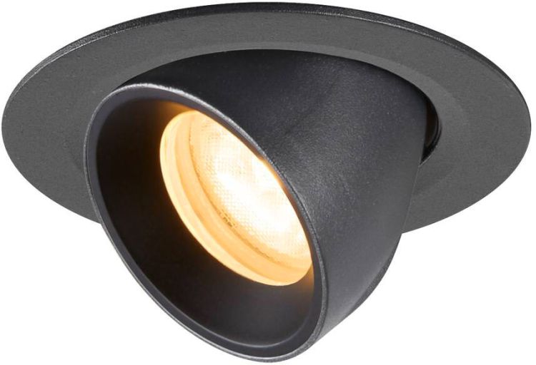 SLV NUMINOS® GIMBLE XS, Deckeneinbauleuchte, 3000 K, 55°, IP20, rund, schwarz