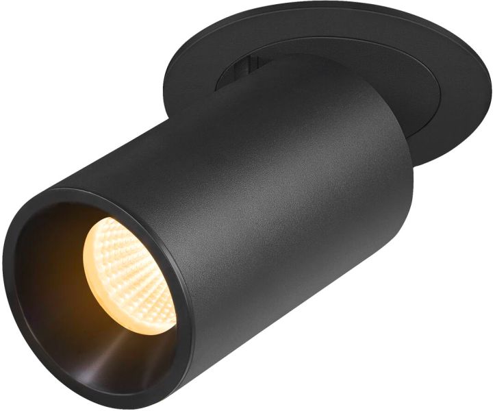 SLV NUMINOS® PROJECTOR M, Deckeneinbauleuchte, 3000 K, 55°, zylindrisch, schwarz / schwarz