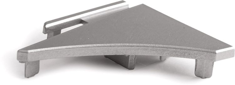 ISOLED Endkappe Links für Glaskantenprofil Regal, silber