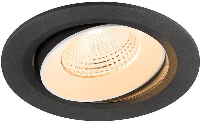 SLV NUMINOS® MOVE L, Deckeneinbauleuchte, 2700 K, 55°, IP20, rund, schwarz / weiß