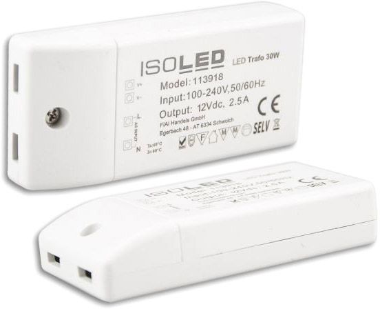 ISOLED LED Trafo 12V/DC, 0-30W, kompakt, SELV